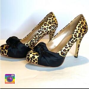 Vintage J. Loren Collection Cheetah Print Satin High Heeled Sandal Size 7